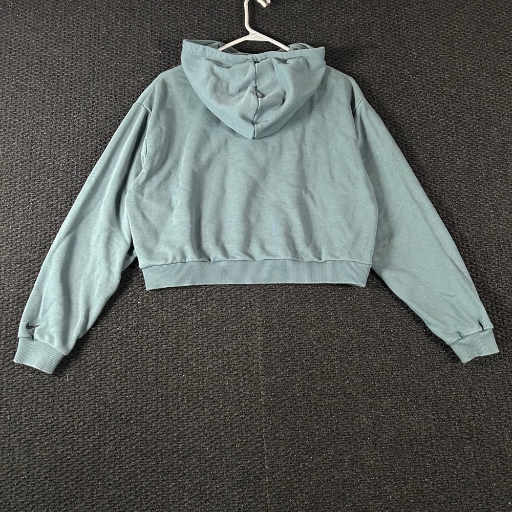 Nike Women's Crop Hoodie Small Blue Green Floral Script Logo Pullover Sweater - Picture 4 of 8